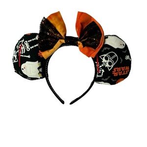 NWOT Star Wars Darth Vader R2D2 Headband Halloween Black Orange Bow Ears